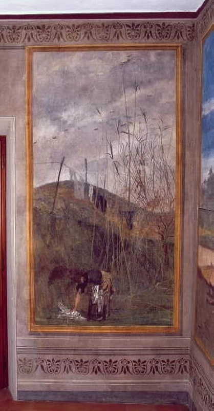 Paesaggio con contadina che stende il bucato - Pistoia